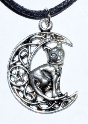 Celtic Moon & Cat amulet