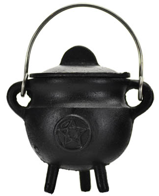 Pentagram Cast Iron Cauldron w/ Lid 2 3/4"