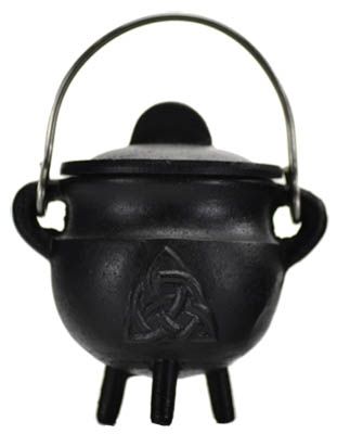 Triquetra Cast Iron Cauldron w/ Lid 2 3/4"