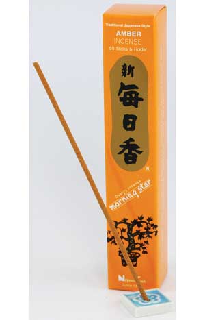 Amber morning star stick incense & holder 50 pack