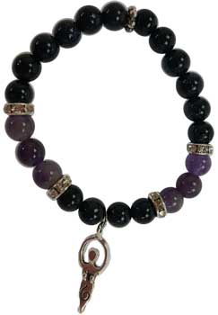 8mm Purple Goldstone/ Amethyst with Goddess